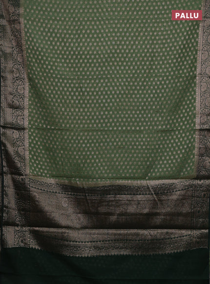Pastel Green & Bottle Green Semi Chiniya Silk Saree