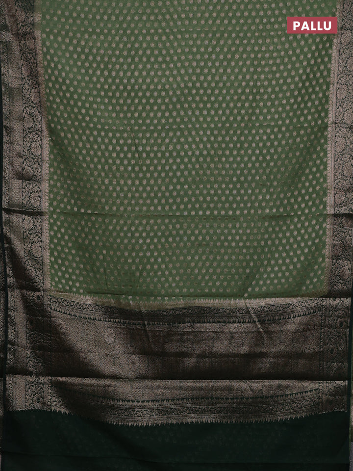 Pastel Green & Bottle Green Semi Chiniya Silk Saree