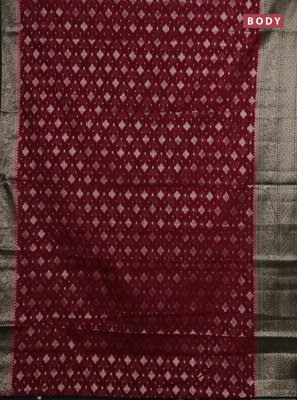 Wine & Bottle Green Semi Chiniya Silk Saree