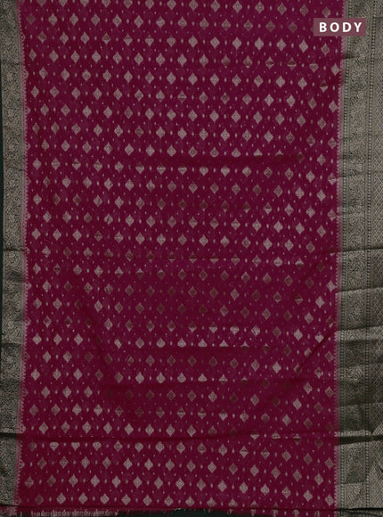 Pink & Bottle Green Semi Chiniya Silk Saree
