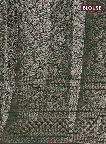 Pink & Bottle Green Semi Chiniya Silk Saree