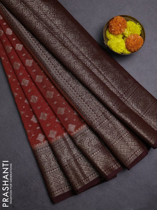 Rustic Orange & Maroon Semi Chiniya Silk Saree