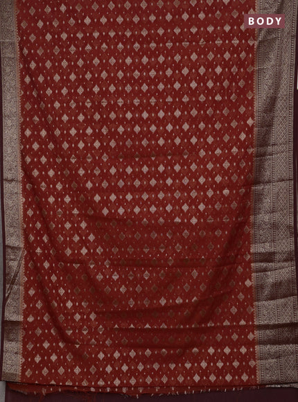 Rustic Orange & Maroon Semi Chiniya Silk Saree