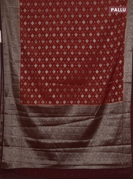 Rustic Orange & Maroon Semi Chiniya Silk Saree