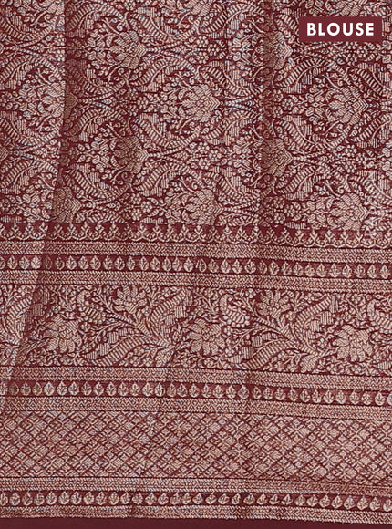 Rustic Orange & Maroon Semi Chiniya Silk Saree