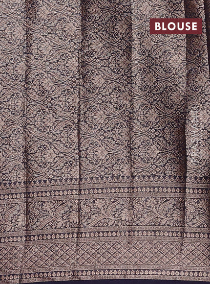 Lavender & Navy Blue Semi Chiniya Silk Saree