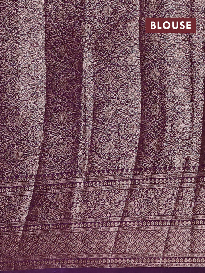 Mustard Yellow & Violet Semi Chiniya Silk Saree