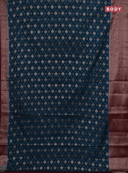 Peacock Green & Maroon Semi Chiniya Silk Saree