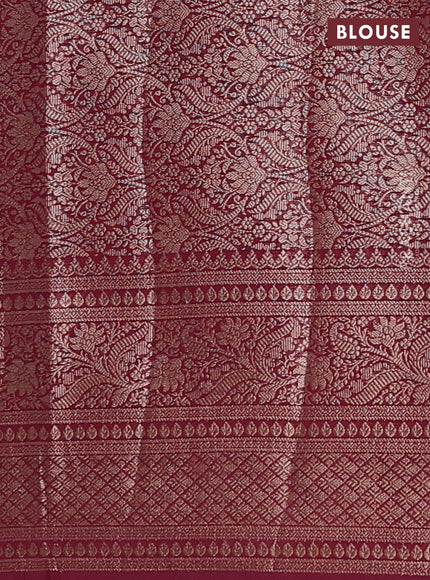 Peacock Green & Maroon Semi Chiniya Silk Saree