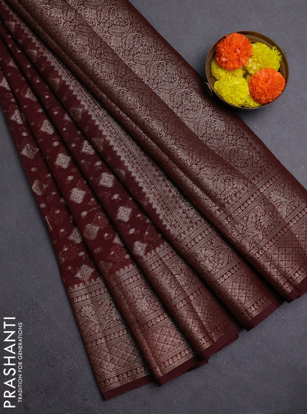 Coffee Brown Semi Chiniya Silk Saree