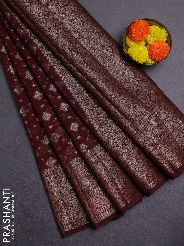 Coffee Brown Semi Chiniya Silk Saree