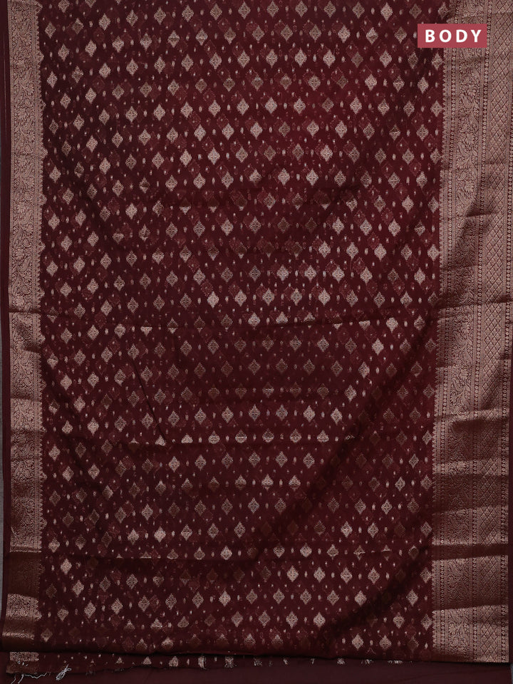 Coffee Brown Semi Chiniya Silk Saree