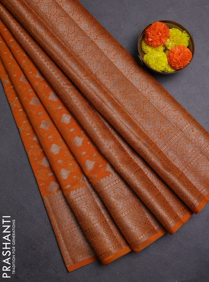 Mango Yellow Semi Chiniya Silk Saree