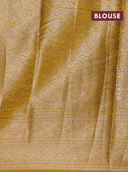 Coffee Brown & Mustard Green Semi Chiniya Silk Saree