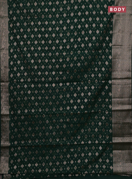 Bottle Green Semi Chiniya Silk Saree