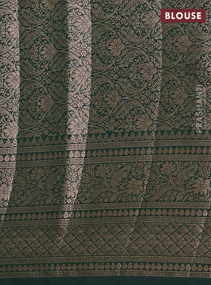 Bottle Green Semi Chiniya Silk Saree