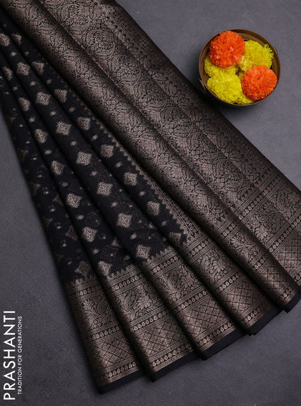 Black Semi Chiniya Silk Saree