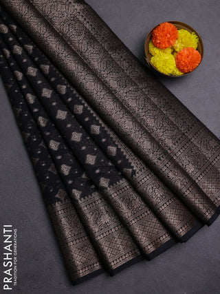 Black Semi Chiniya Silk Saree