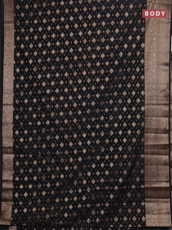 Black Semi Chiniya Silk Saree