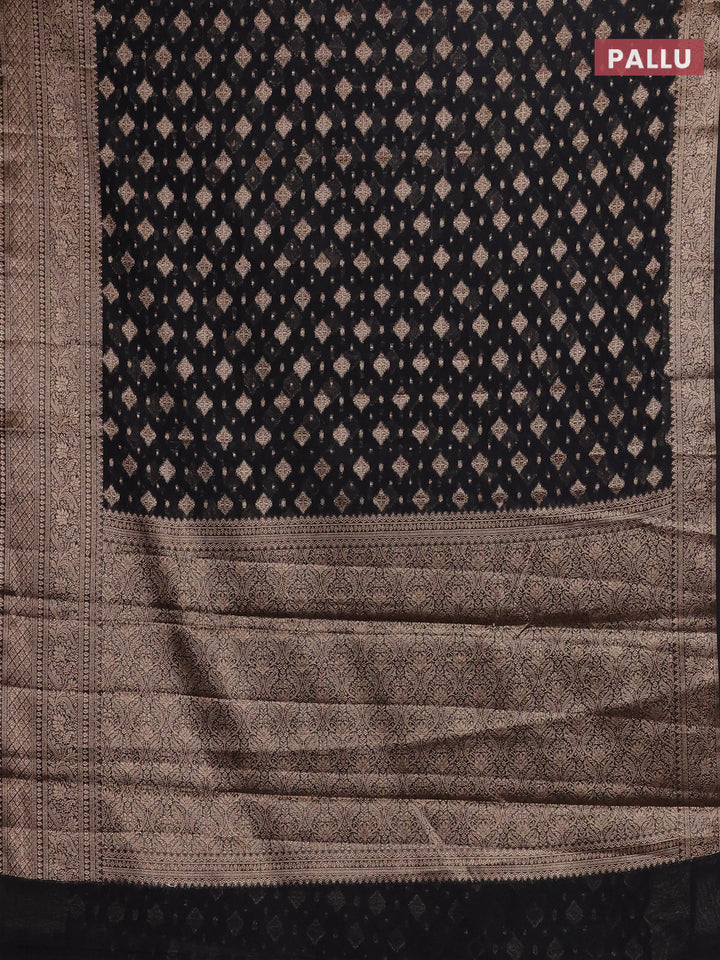 Black Semi Chiniya Silk Saree
