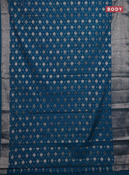 Peacock Blue Semi Chiniya Silk Saree