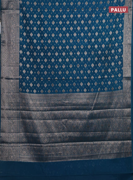 Peacock Blue Semi Chiniya Silk Saree