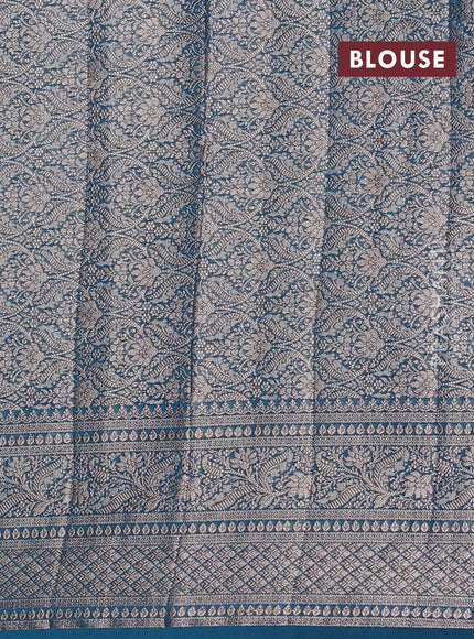 Peacock Blue Semi Chiniya Silk Saree