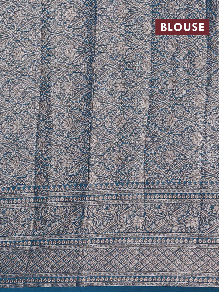 Peacock Blue Semi Chiniya Silk Saree
