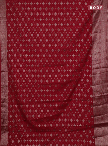 Red Semi Chiniya Silk Saree