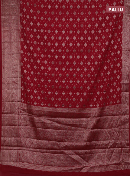 Red Semi Chiniya Silk Saree