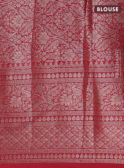 Red Semi Chiniya Silk Saree