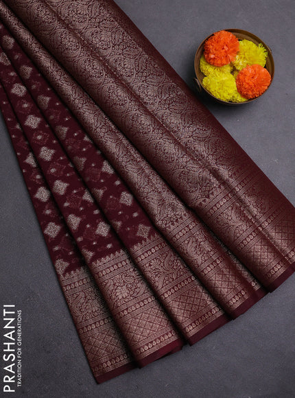 Wine Semi Chiniya Silk Saree