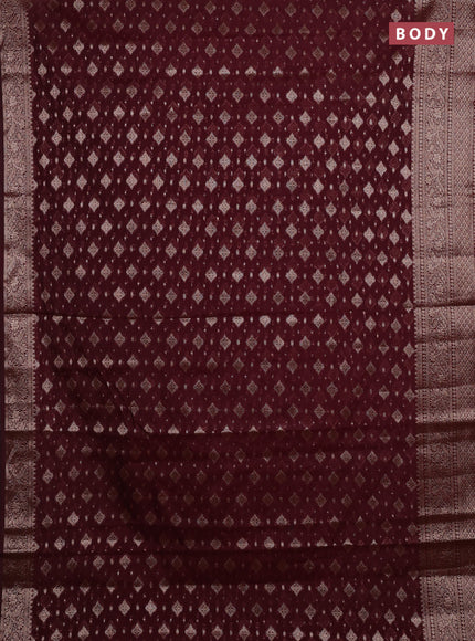 Wine Semi Chiniya Silk Saree