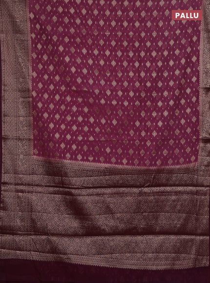 Mauve Pink & Wine Semi Chiniya Silk Saree
