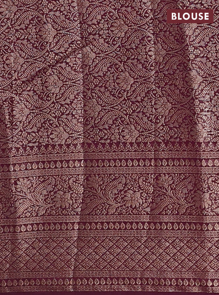 Mauve Pink & Wine Semi Chiniya Silk Saree