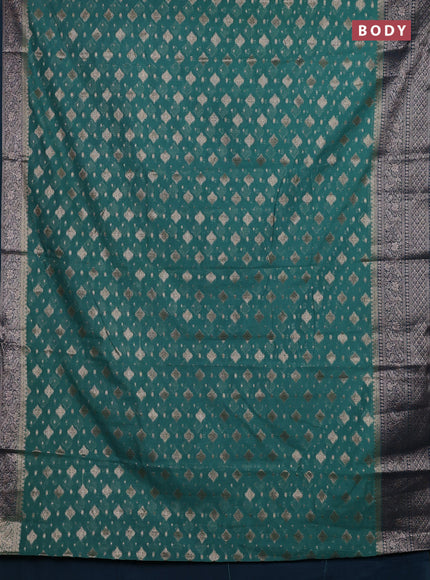 Green & Peacock Green Semi Chiniya Silk Saree