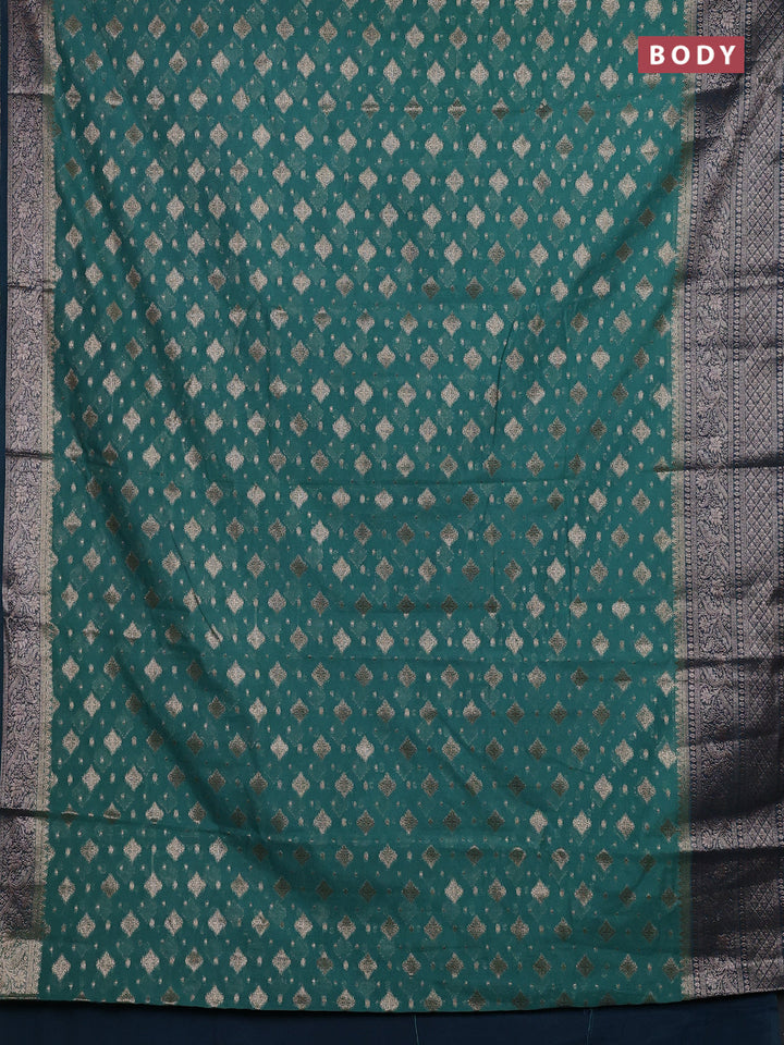 Green & Peacock Green Semi Chiniya Silk Saree