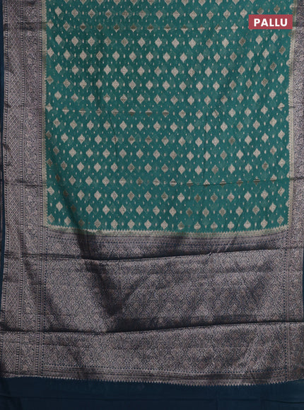 Green & Peacock Green Semi Chiniya Silk Saree
