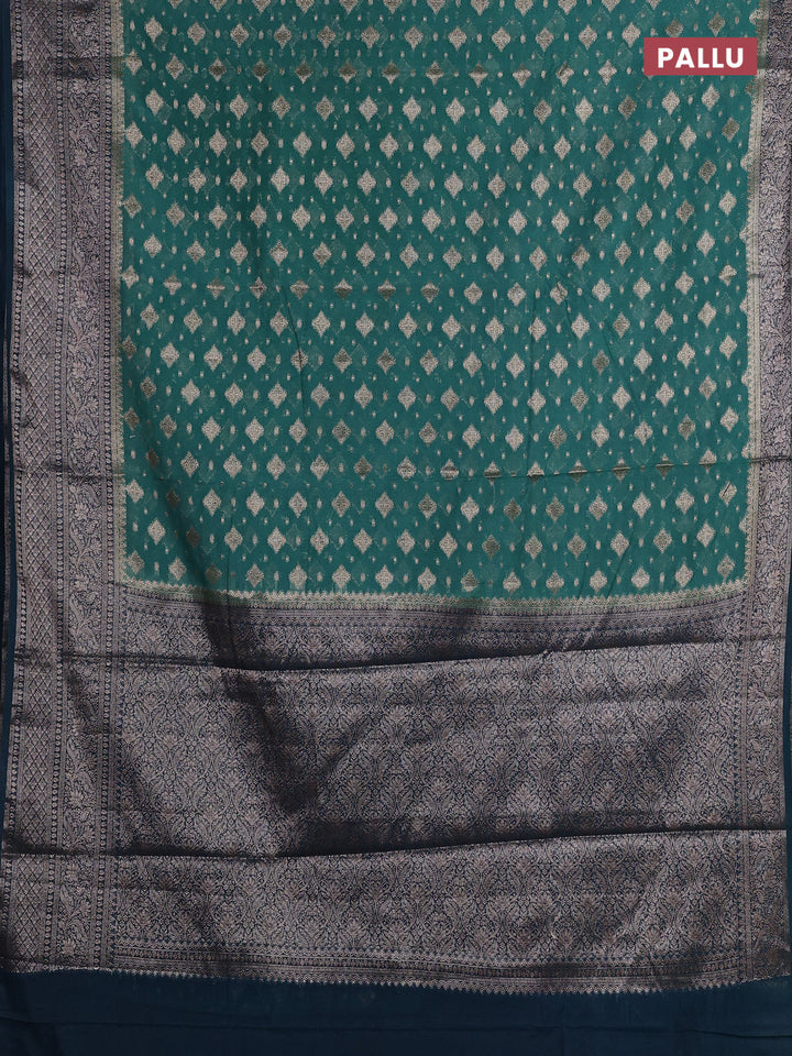 Green & Peacock Green Semi Chiniya Silk Saree