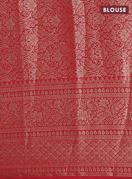 Navy Blue & Red Semi Chiniya Silk Saree