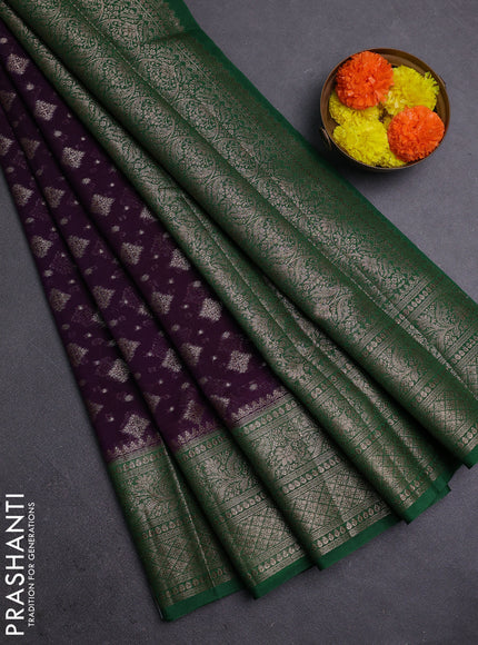 Violet & Green Semi Chiniya Silk Saree