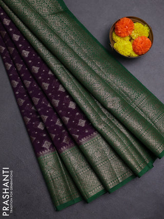 Violet & Green Semi Chiniya Silk Saree