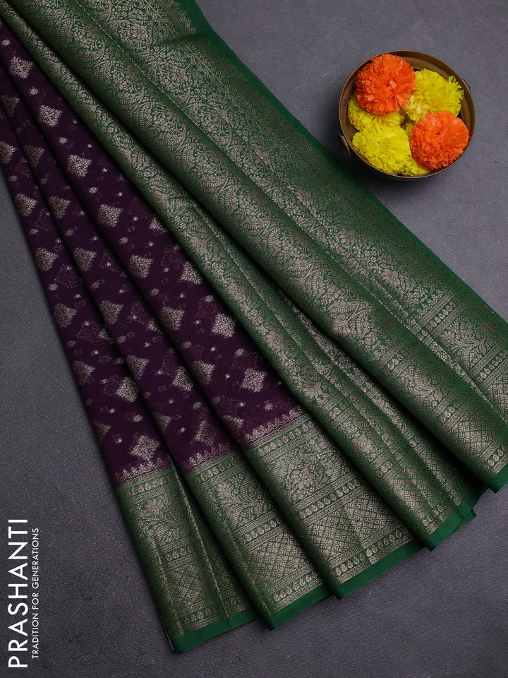 Violet & Green Semi Chiniya Silk Saree