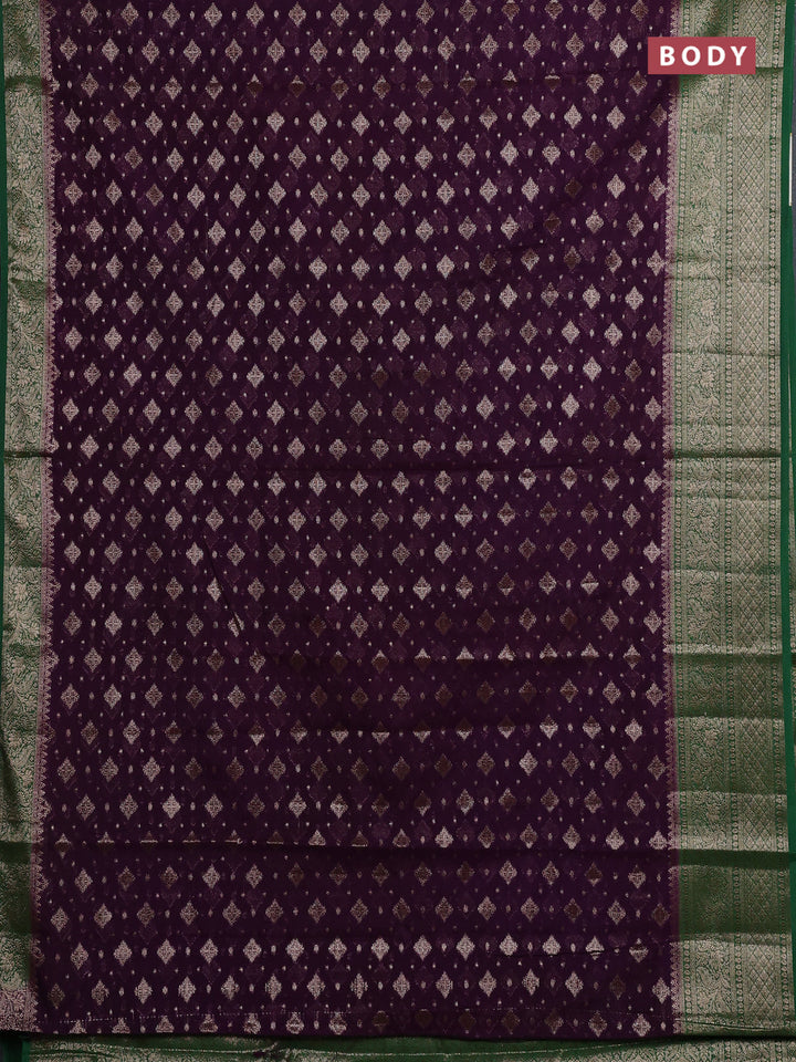 Violet & Green Semi Chiniya Silk Saree