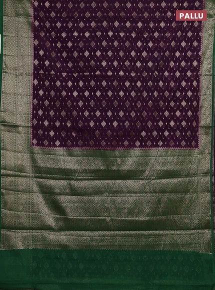 Violet & Green Semi Chiniya Silk Saree