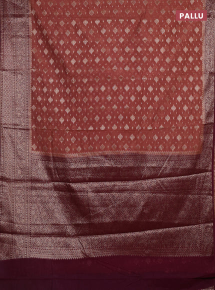 Pastel Brown & Wine  Semi Chiniya Silk Saree