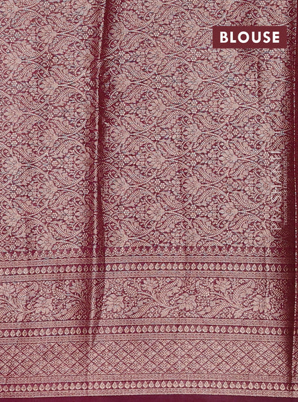 Pastel Brown & Wine  Semi Chiniya Silk Saree