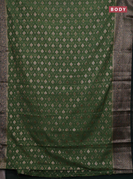 Olive Green & Bottle Green Semi Chiniya Silk Saree