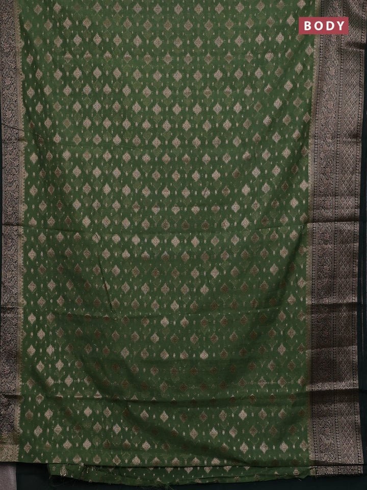 Olive Green & Bottle Green Semi Chiniya Silk Saree