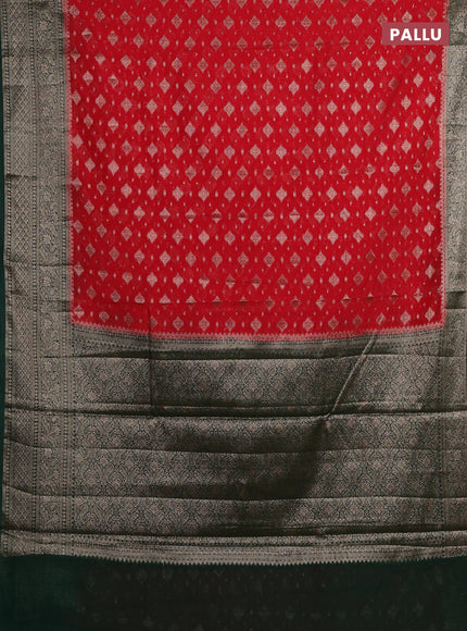 Red & Green Semi Chiniya Silk Saree